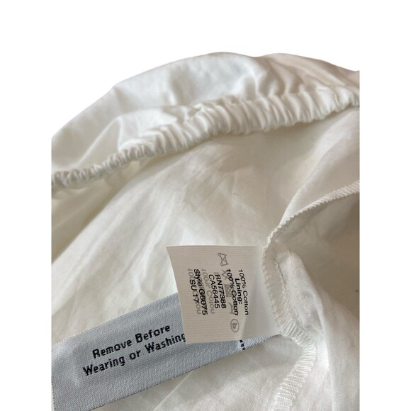 Madewell White Off‎ Shoulder Embroidered Cotton Dress Sz S Boho Lace Hem Summer - Picture 11 of 11